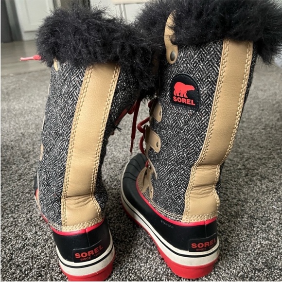 Sorel Tofino Brown,Tan, Red, blackHerringbone Lace Up Womens Winter Boots Size 5 - Picture 6 of 11